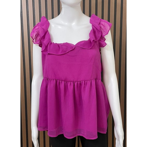 Banana Republic Tops - Banana Republic Women's L Purple Blouse Polyester Top Flutter Casual Smock-Frock